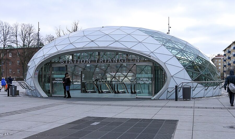 Triangeln station Malmo north entrance steel and glass