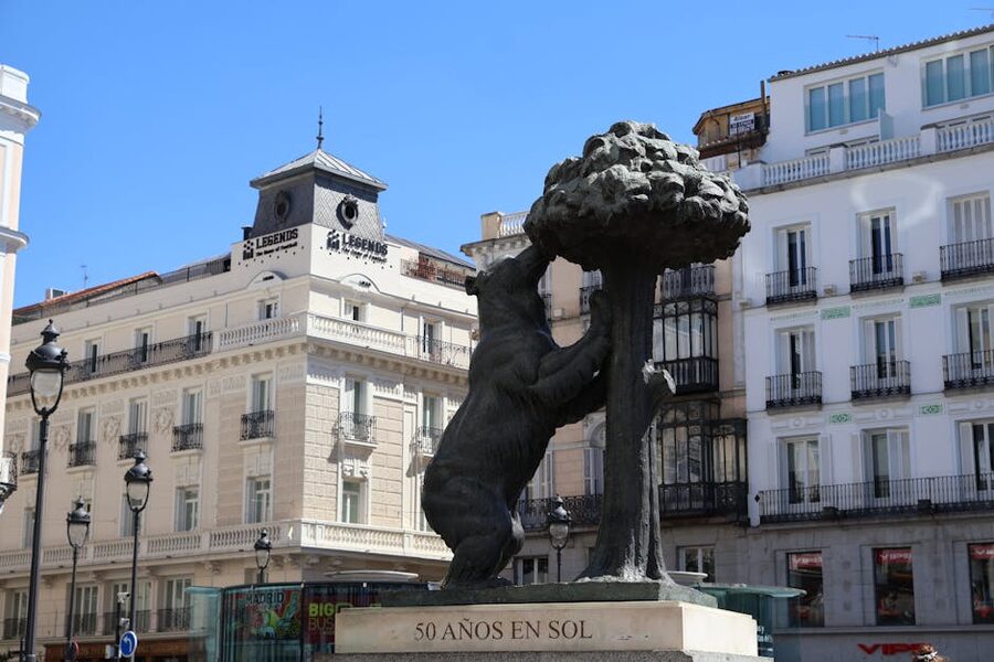 Bear and Strawberry Tree statue Puerta del Sol Madrid