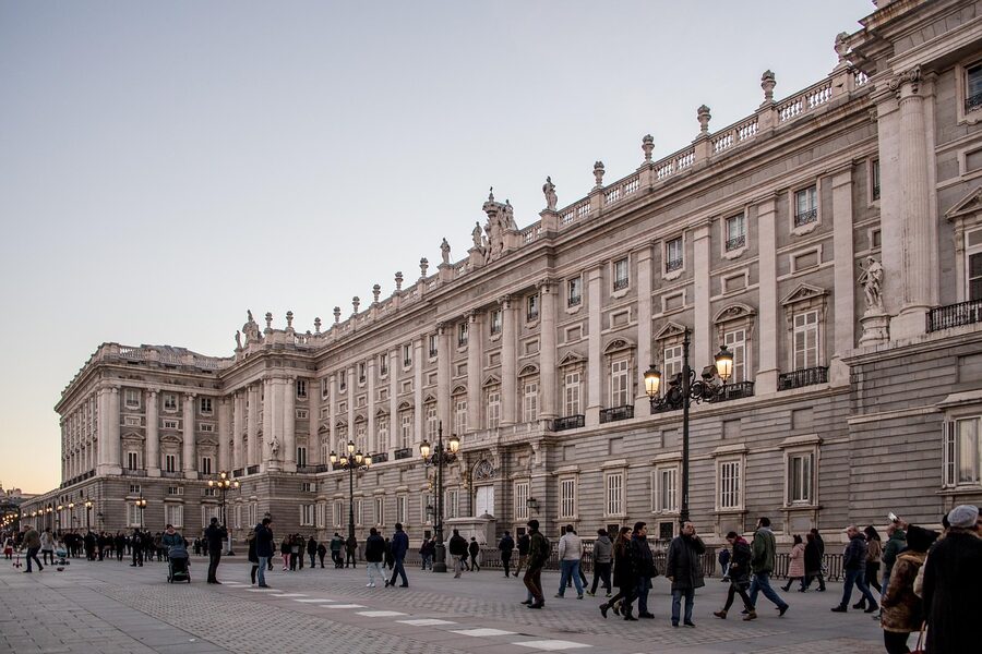 Royal Palace of Madrid lit at night