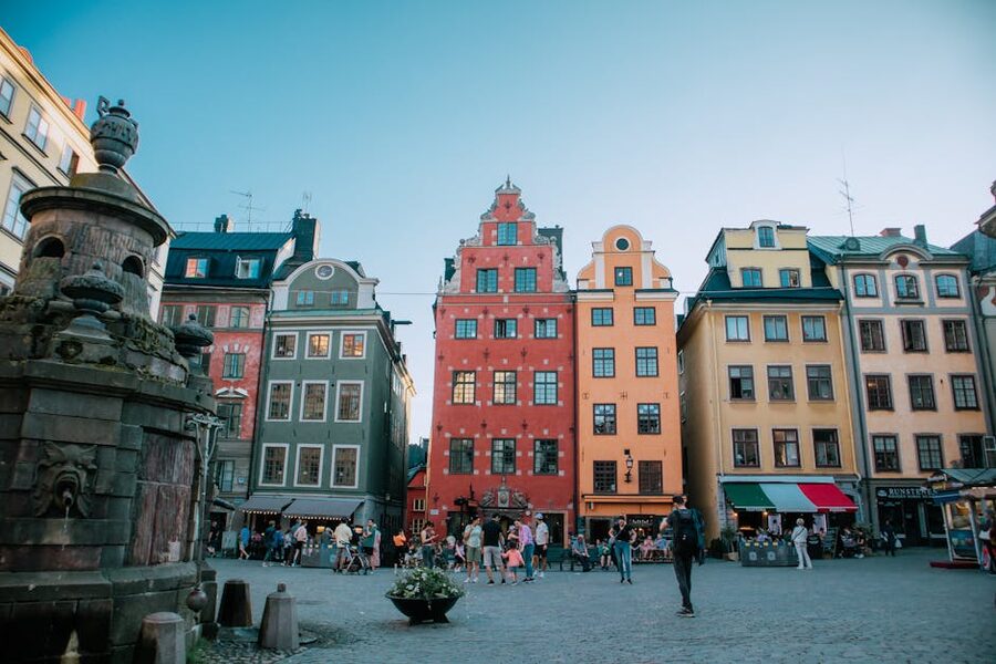 Gamla Stan square colorful historic buildings Stockholm