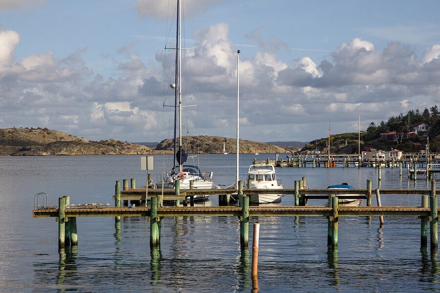 Styrso island Southern Archipelago Gothenburg with white wooden houses