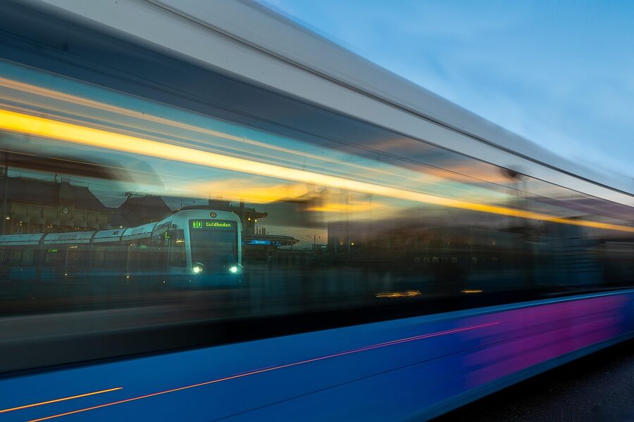Trams at Drottningtorget by Gothenburg central station