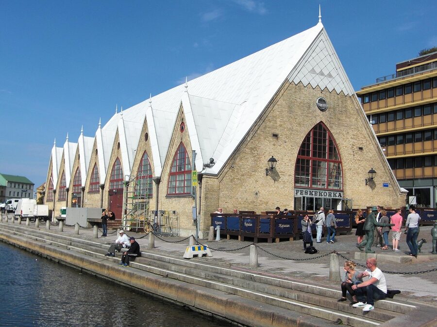 Feskekorka fish hall historic exterior in central Gothenburg