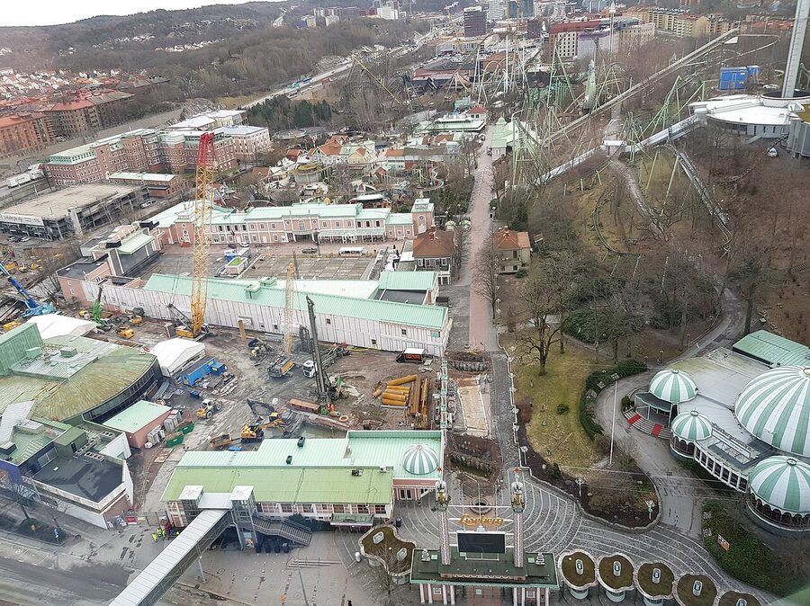 Liseberg amusement park aerial view Gothenburg