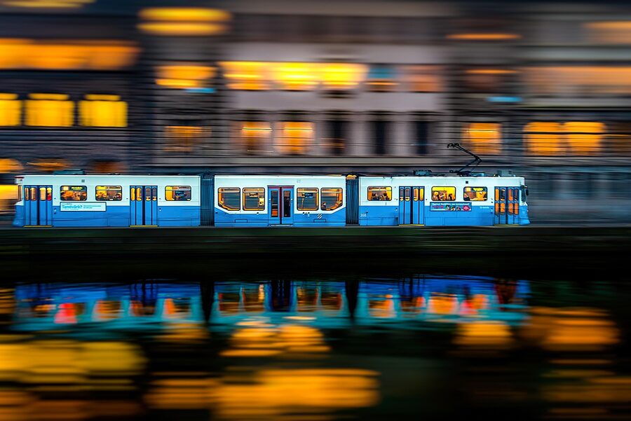 Gothenburg tram in motion