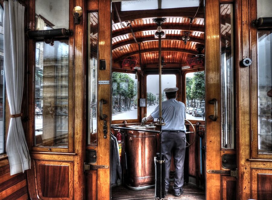 Vintage Gothenburg tram interior