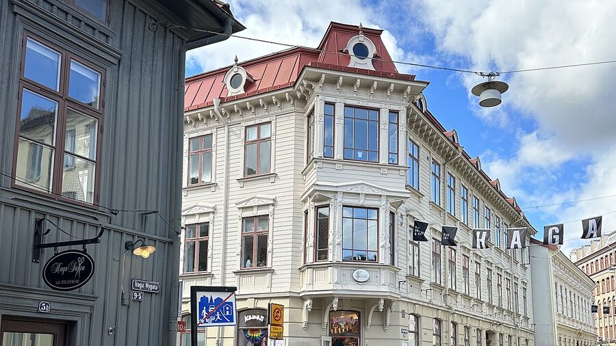 Wood buildings on Haga Nygata in Gothenburg
