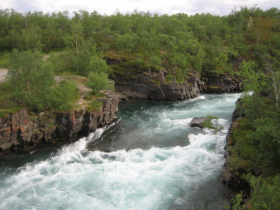 Abisko canyon walls cut by the Abiskojokk river