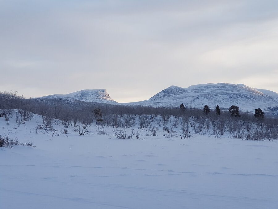 Lapporten U-shaped valley in winter, the gateway to Lapland