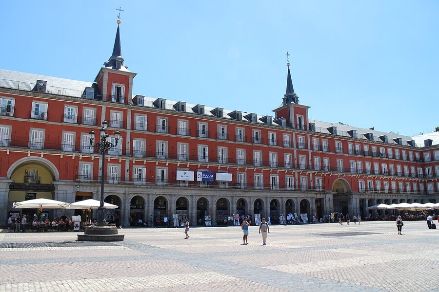 Plaza Mayor Madrid wide overhead view