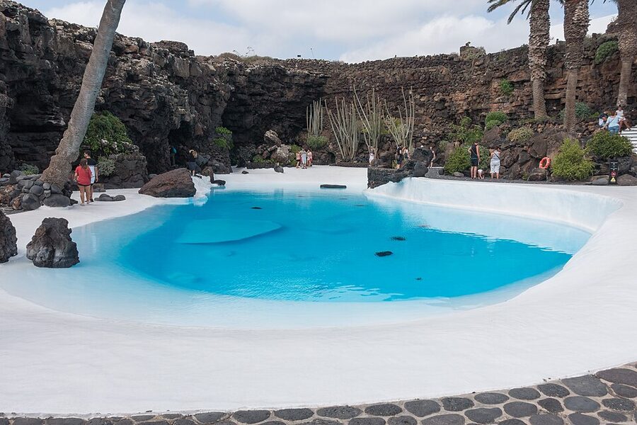 Ornamental swimming pool at Jameos del Agua Lanzarote
