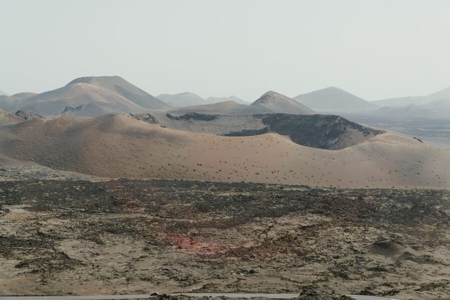 Timanfaya aerial volcanic landscape Lanzarote