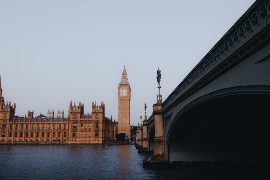 Big Ben and Westminster Bridge over the Thames at sunset