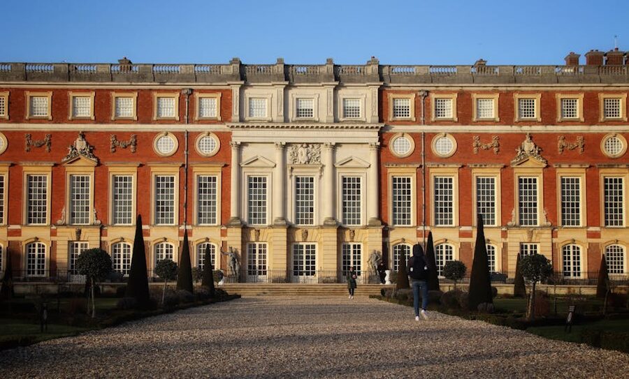 Hampton Court Palace facade in the London suburbs