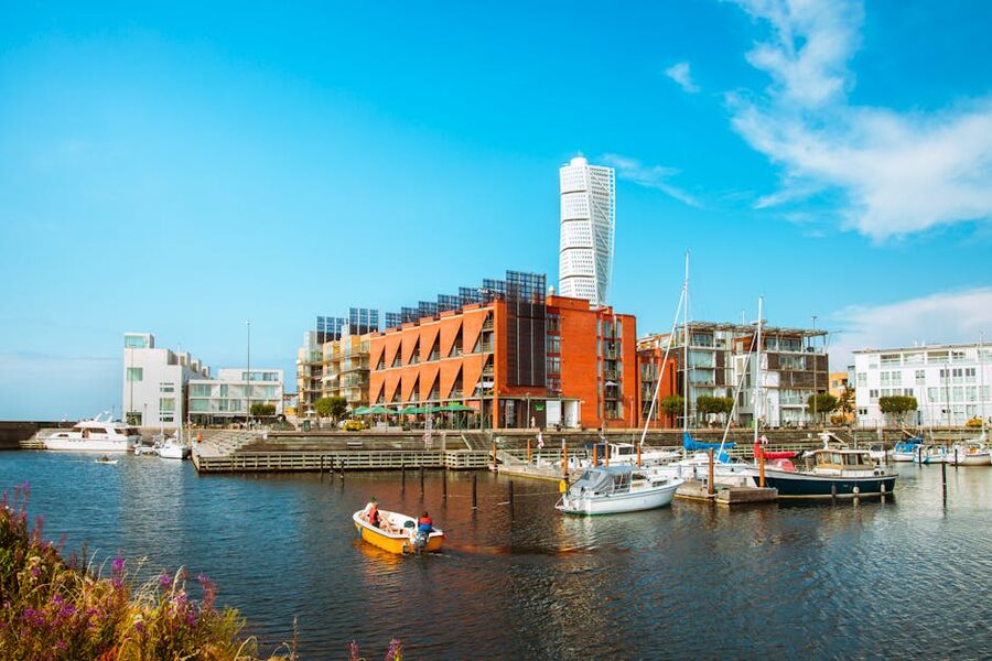 Malmo marina with Turning Torso tower in the background