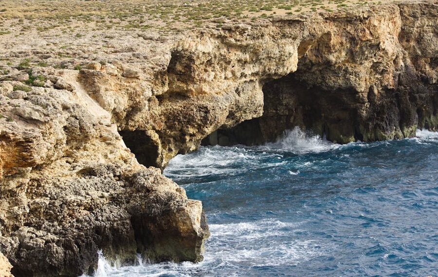Maltese limestone cliffs along the Mediterranean coast