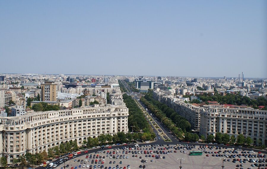 View of Bulevardul Unirii from Palace of Parliament balcony