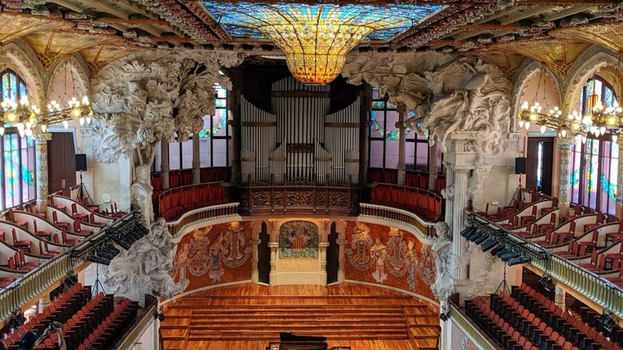 Palau de la Musica Catalana ornate architecture detail Barcelona