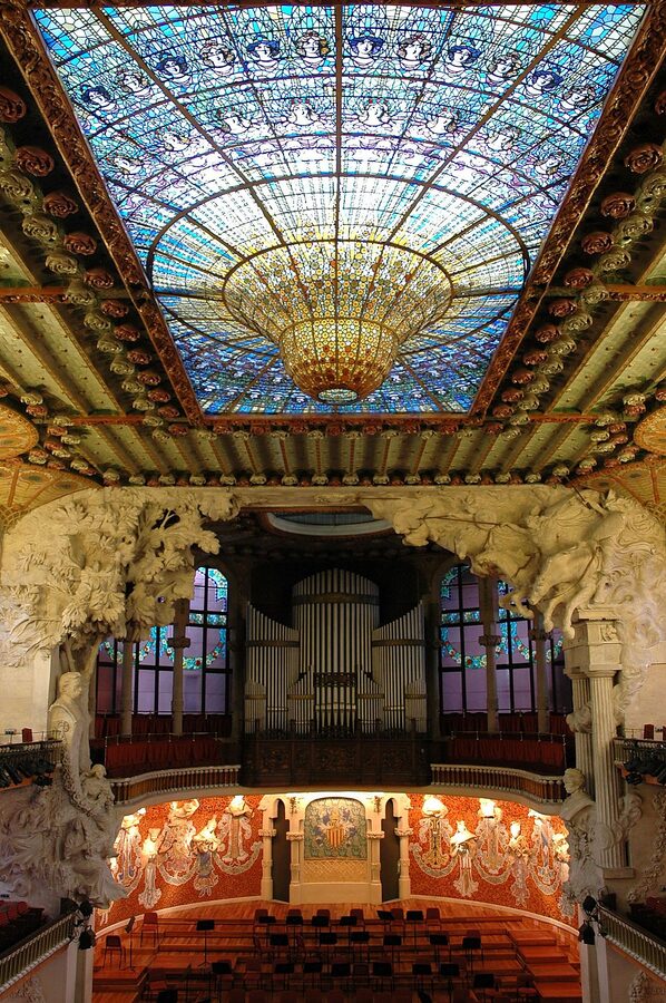 Palau de la Musica concert hall interior general view Barcelona