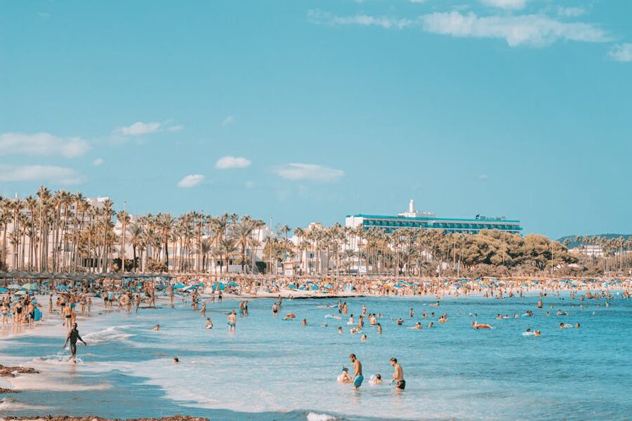 Playa de Palma beach near the aquarium in Mallorca