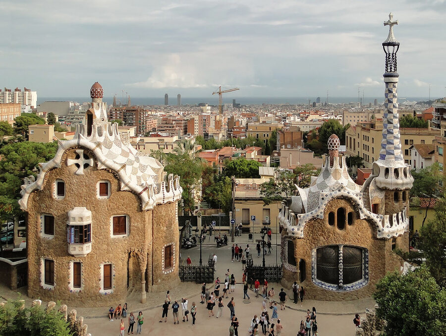 Park Guell monumental zone main entrance and stairway