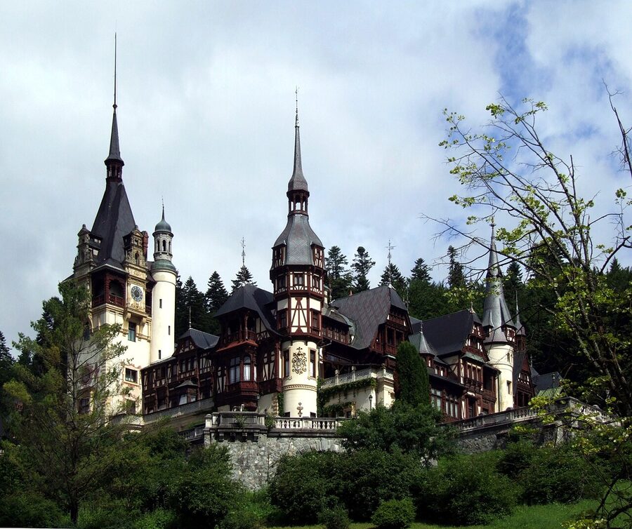 Peles Castle Sinaia exterior facade with timber gables