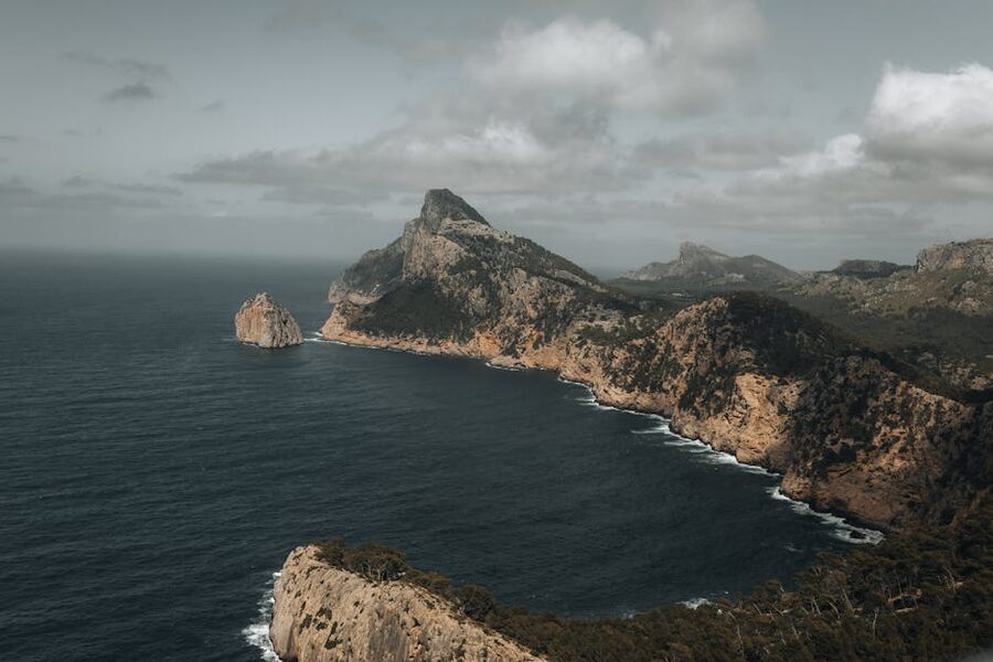 Aerial view of Cap de Formentor cliffs in Mallorca