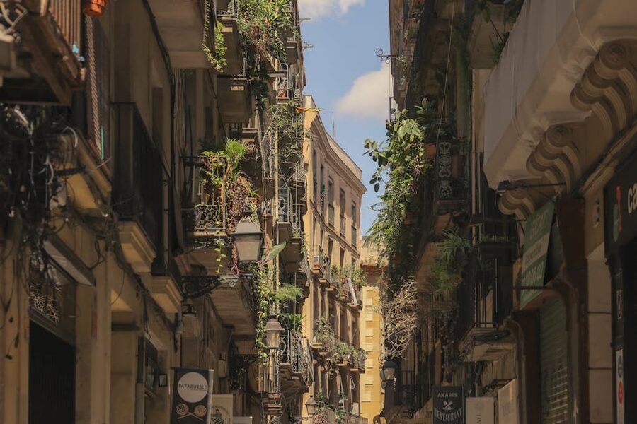 Barcelona old town narrow street near Picasso Museum