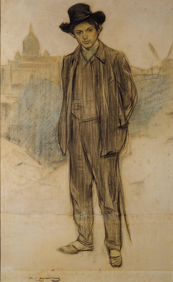 Ramon Casas portrait of young Pablo Picasso