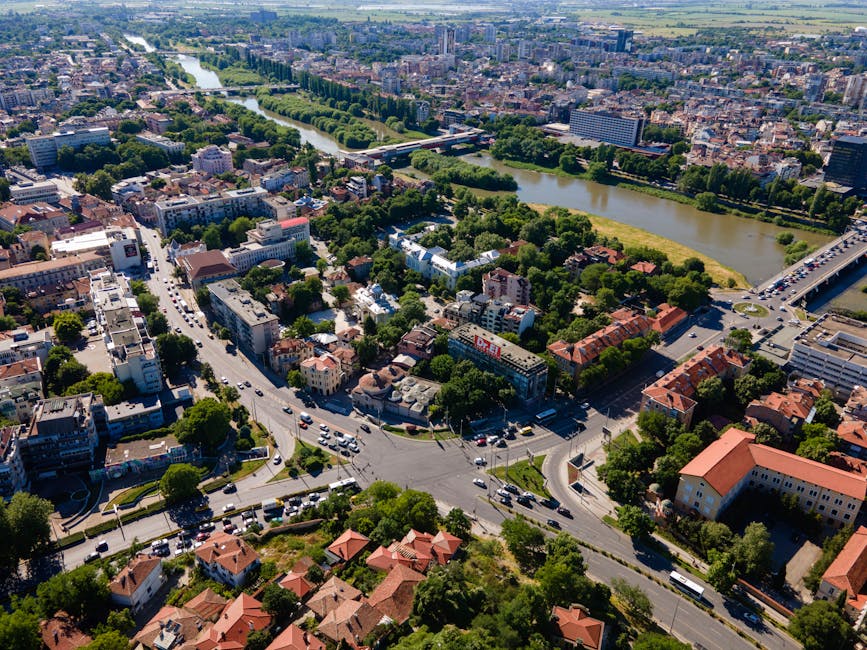 Plovdiv urban cityscape aerial view