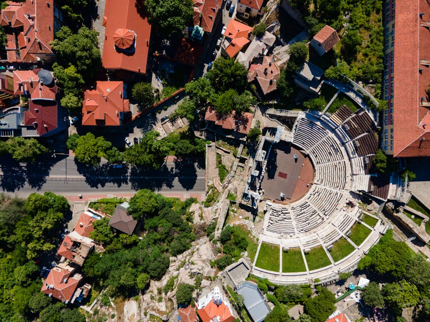 Aerial Roman Theatre Philippopolis Plovdiv