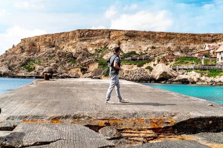 Popeye Village Malta cliffs solo traveler view