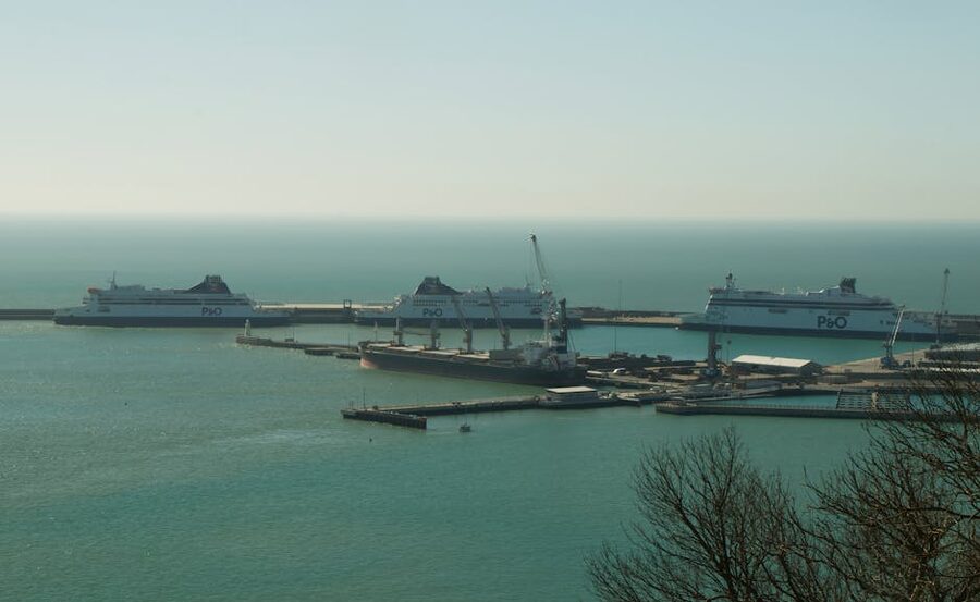 Port of Dover ferries on the English Channel