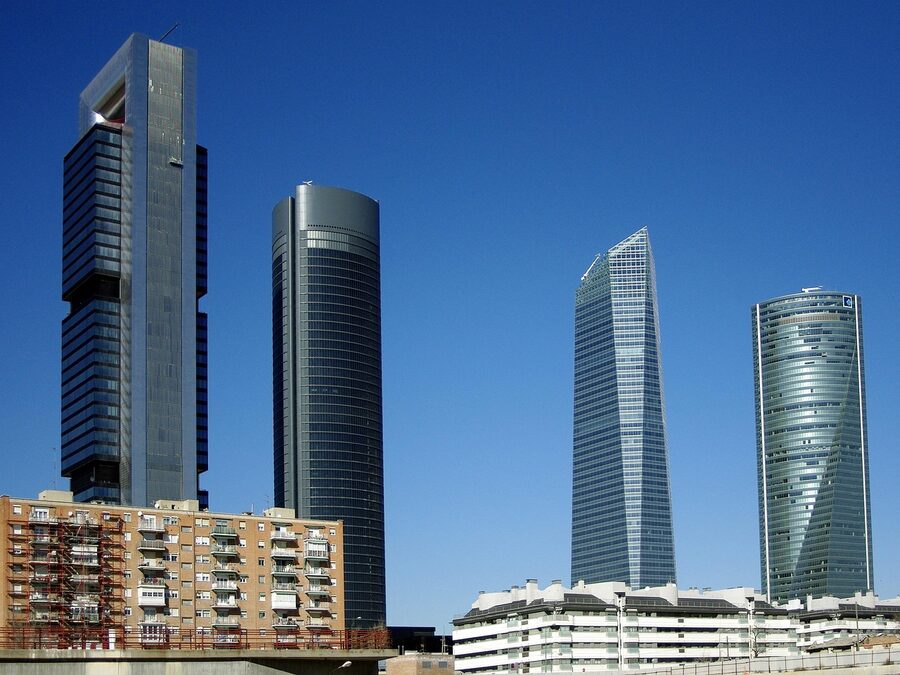 Atocha district buildings near Reina Sofia Museum, Madrid