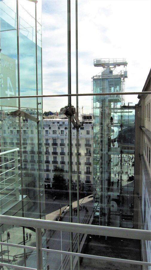 Glass lift inside the Reina Sofia Museum, Madrid