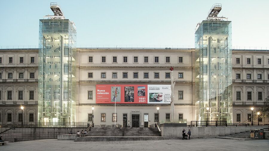Reina Sofia Museum exterior at night, Madrid