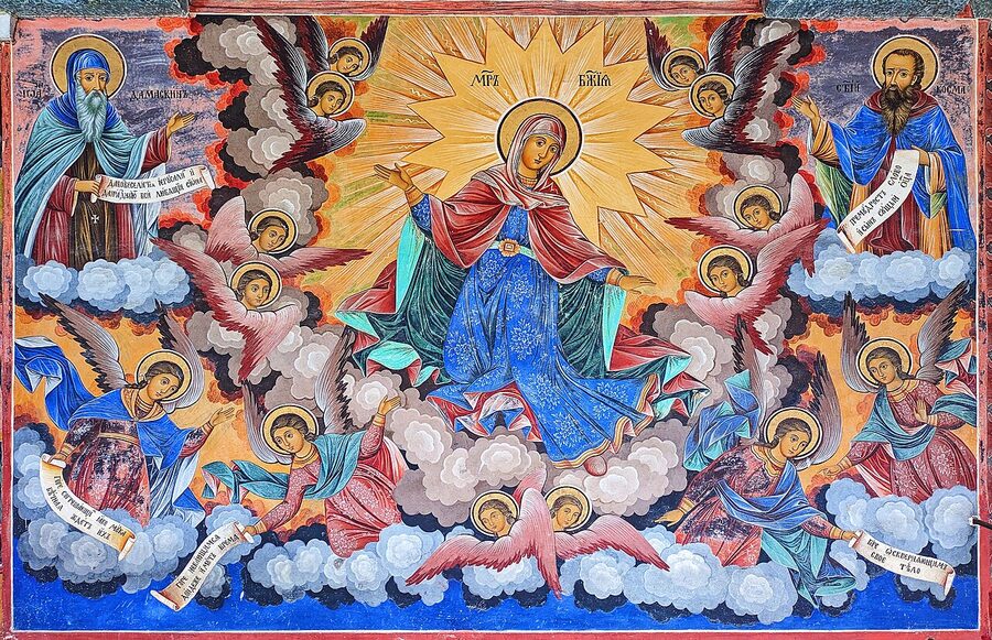 19th-century religious fresco at Rila Monastery showing John of Damascus