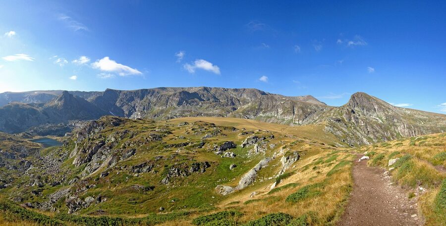 Trail path through the Rila Mountains scenery