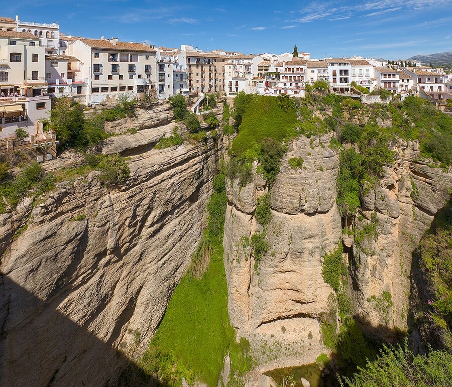 Ronda view from Puente Nuevo looking down the gorge