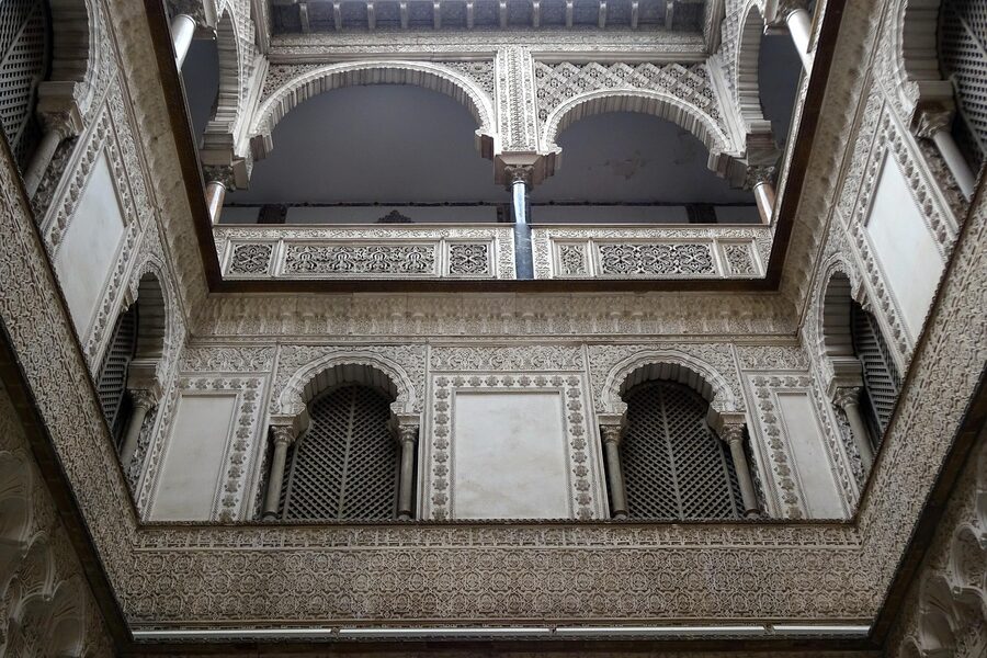 Mudejar plasterwork detail at the Royal Alcazar of Seville