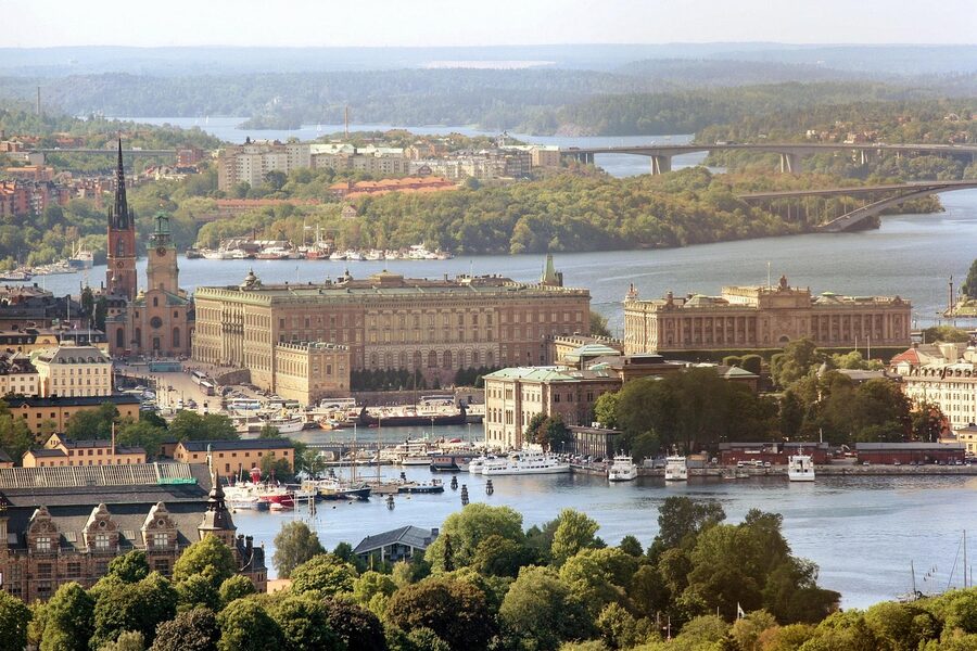 Stockholm Royal Palace aerial view of roofline