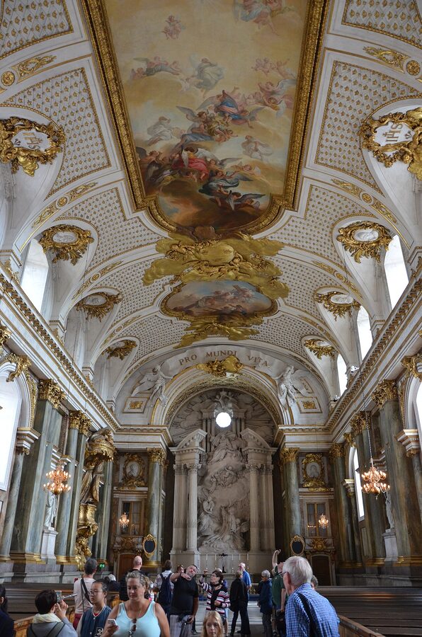 Stockholm Royal Palace interior state room with chandeliers