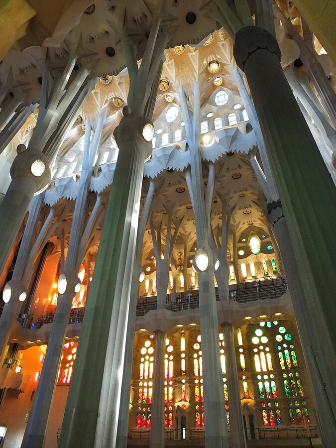 Sagrada Familia interior nave columns and vault Barcelona
