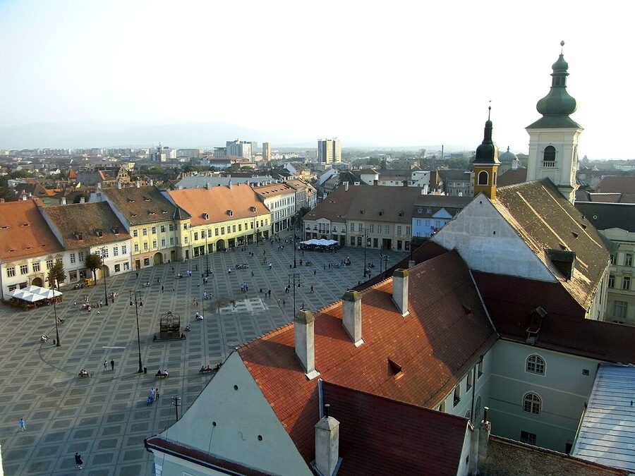 Sibiu Piata Mare seen from the Council Tower