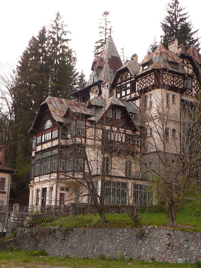Sinaia old town in the Prahova Valley below Peles Castle