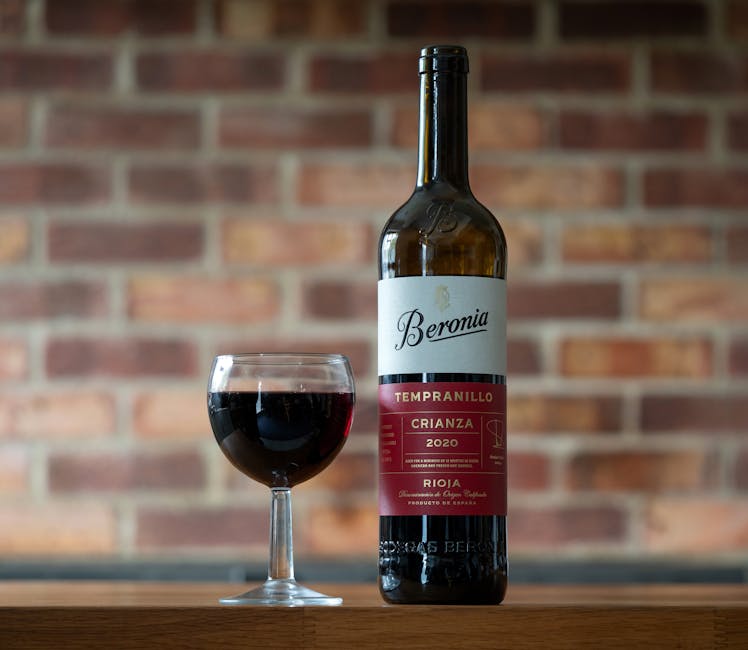A glass and bottle of Spanish red wine