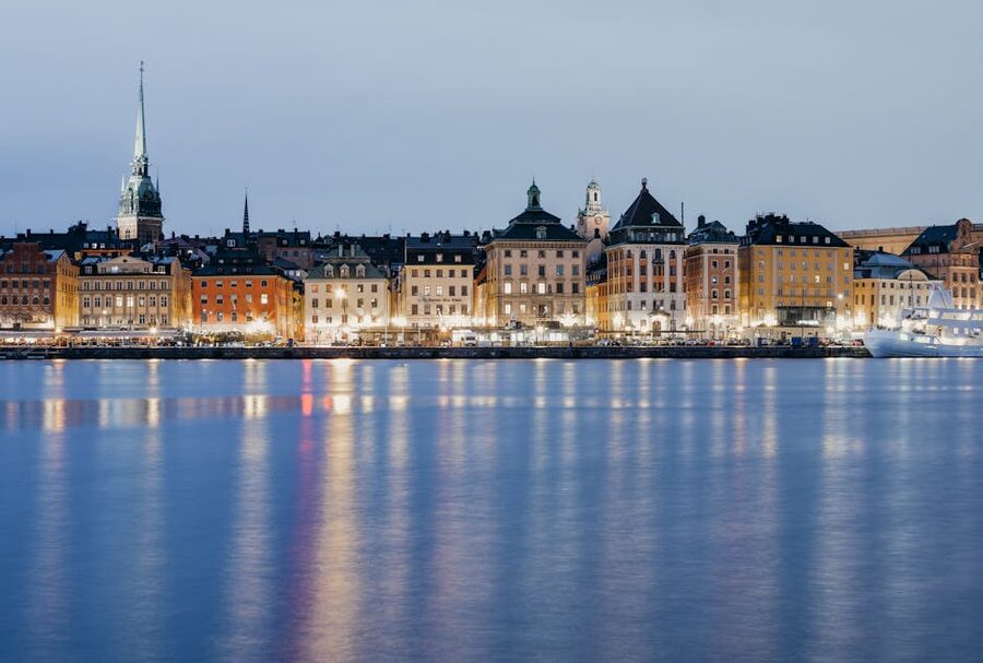 Stockholm Gamla Stan waterfront at twilight