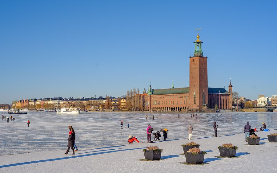 Stockholm City Hall courtyard in winter
