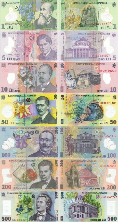 Romanian leu banknotes