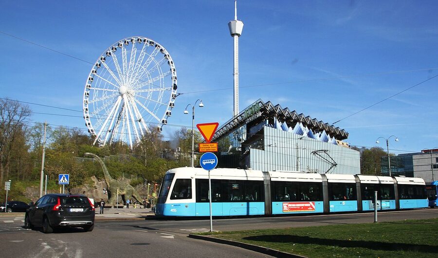 Universeum and Liseberg amusement park skyline Gothenburg